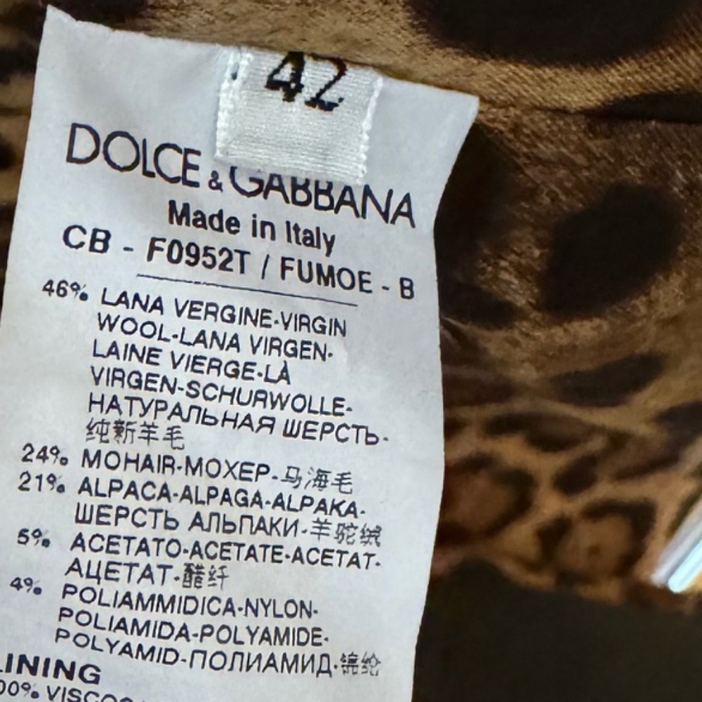 DOLCE & GABBANA - Black Wool/Mohair/Alpaca Coat with Leopard lining - Picture 15 of 15